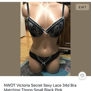 New Victoria’s Secret black sexy bra thong 34d SM